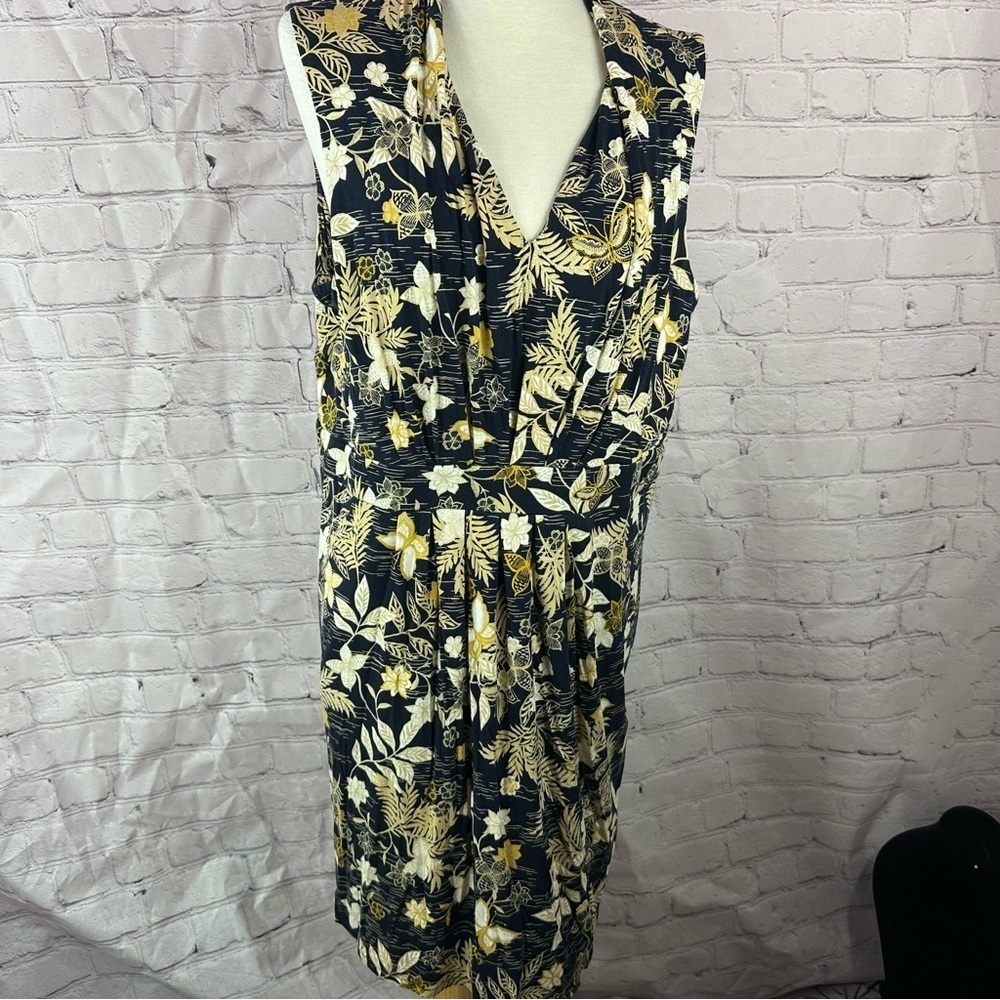 Chico's classic pleated island Floral sleeveless Midi shift Dress sz 3 (XL 16)